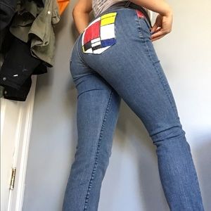Piet Mondrian inspired pocket, jeans